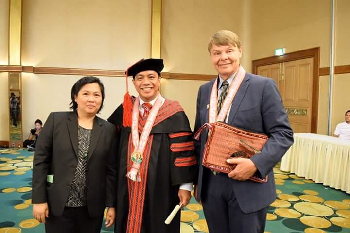 Dr. Serafin Ngohayon, IFSU President (middle); Dr. Curt Deberg, SAGE Global Founder CEO (right).