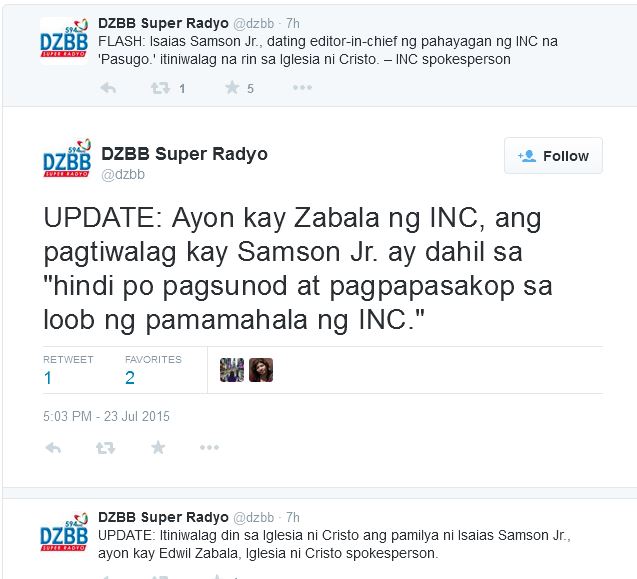 dzbb pagtiwalag kay isaias samson jr